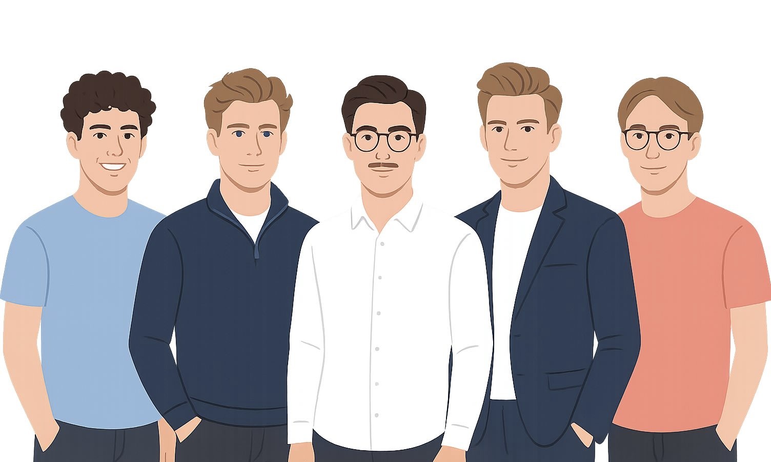 Fünf Studenten lernen gemeinsam